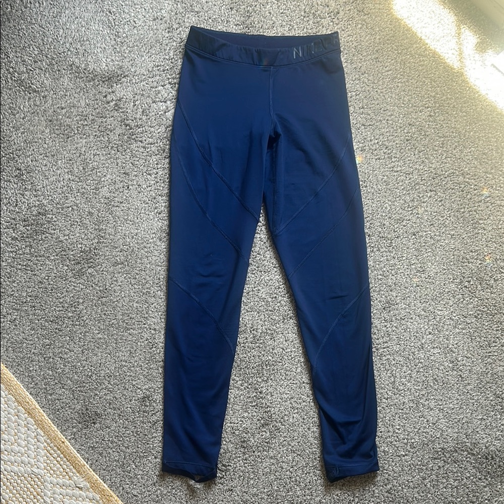 Nike Blue Leggings High-Rise Athletic Wear